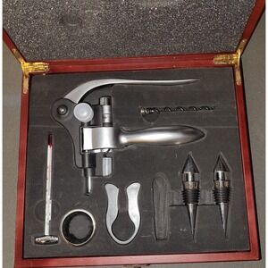 Wine Accessories Kit Wine Bottle Opener, Wine Aerator,Foil Cutter, Redwood Box